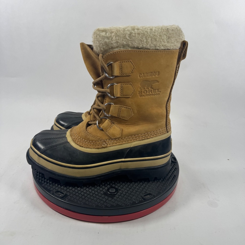 Women's Tan Sorel Caribou Winter Boots Waterproof Size 6 Removable Liner - Picture 8 of 10